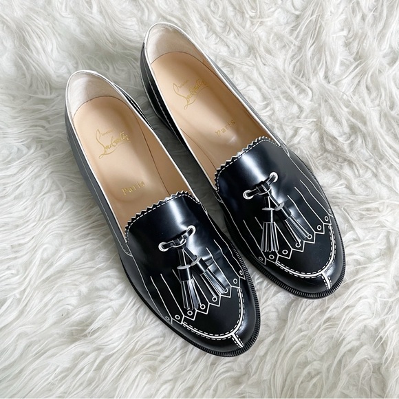 Christian Louboutin Trompinetta Trompe L'oeil Loafers 38.5 Black - Picture 1 of 15